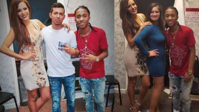 Nathalia Casco y Aaron Bodden junto a dos hondureños en Virginia.