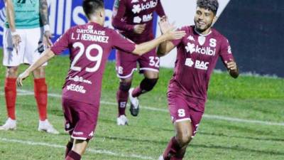 Johan Venegas celebra el gol frente a Marathón. Foto cortesía Concacaf.