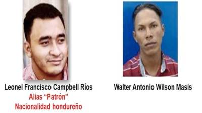 La Policía de Nicaragua dio a conocer la fotografía del hondureño Leonel Francisco Campbell Ríos y otros sospechosos.