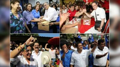 Las fotos de la parte inferior donde aparece Xiomara Castro junto a Manuel Zelaya y del presidente Juan Orlando son referenciales. Las de la parte superior en la cual está Ramón Castillo y Enrique Ortez son de este viernes 11 de noviembre.