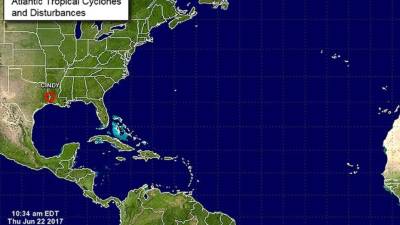 Las intensas lluvias podrían afectar el sur de Misisipi, el sur y centro de Alabama y el extremo oeste del Panhandle, en la costa oeste Florida.//Imagen national hurricane center