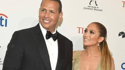 Alex Rodríguez y Jennifer López. Foto archivo Showbiz.