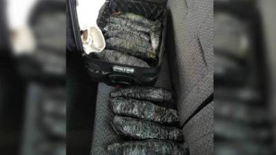 Los 20 paquetes de marihuana decomisados ayer.