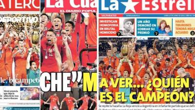 Los principales diarios de Chile destacaron hoy en sus portadas el triunfo de Chile ante Argentina y celebraron a lo grande.