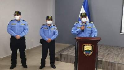 Conferencia de prensa de la Policía Nacional en Tegucigalpa.