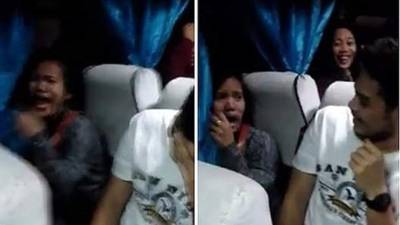 La chica no podía creer que tenía al galán de sus sueños.