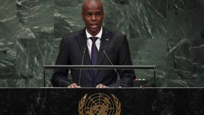 En esta foto de archivo, Jovenel Moise se dirige al 73° período de sesiones de la Asamblea General en las Naciones Unidas en Nueva York. Foto AFP