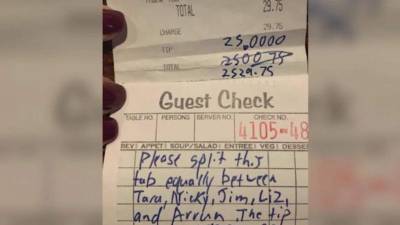 La propina será dividida entre los empleados del restaurante mexicano.