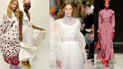 Kate Spade y Carolina Herrera han incluido versiones modernas de vestidos campesinos en sus colecciones primaverales.