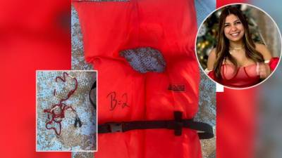 Imagen del chaleco salvavidas y la llave encontrados en las costas de Belice y que supuestamente utilizó Angie Peña.