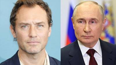 Collage de Jude Law y Vladimir Putin