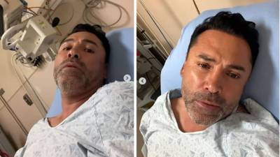 Óscar de la Hoya notificó que ha sido hospitalizado por un contagio de coronavirus, lo que llevó a cancelar su combate de regreso al boxeo.