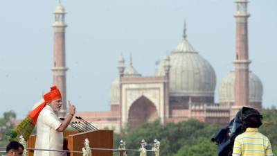 Modi, primer ministro de la India, dio un discurso por la independencia.