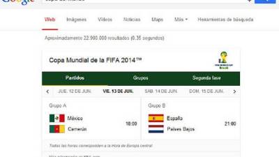 Así presenta Google el motor de búsqueda del Mundial.