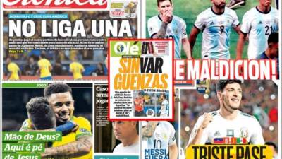 Las portadas en el mundo destacan la eliminación de la Argentina de Messi en semifinales de la Copa América tras perder con Brasil. También México es protagonista.