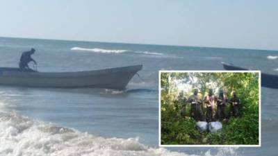 Elementos de Marina de Honduras persiguieron a los individuos entre la maleza de la playa, pero no lograron capturarlos.