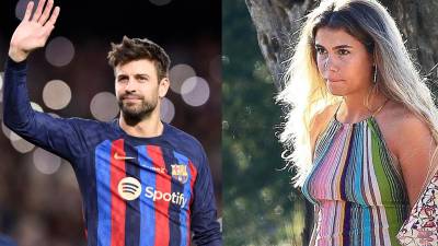 Gerard Piqué y Clara Chía Marti se mostraron muy felices y enamorados al finalizar el partido del Barcelona y el<b> </b>Almería.