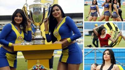 El primer partido de la final entre Real España y Motagua es adornado por hermosas chicas en el estadio Olímpico.