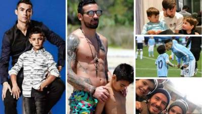 Fuera de las canchas muchos cracks del fútbol son unos orgullosos padres que comparten momentos e imágenes con sus hijos en las redes sociales.
