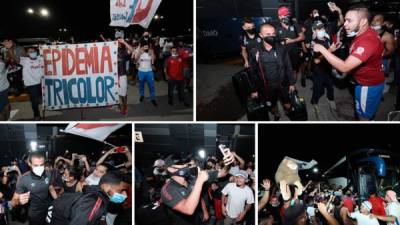 Las imágenes del regreso del Olimpia a Honduras luego del partido que ganó (0-1) al América en el estadio Azteca, pero que no le sirvió para avanzar en la Liga de Campeones de la Concacaf. Foto Yoseph Amaya