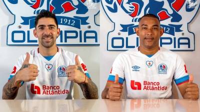 El argentino Gastón Díaz y el portero hondureño José Mendoza, nuevos fichajes del Olimpia.