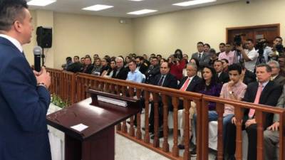 Rolando Argueta durante la inauguración de dos salas de juicios orales y públicos para Francisco Morazán.