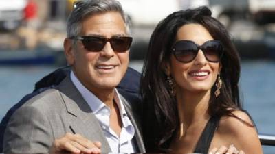 George Clooney y Amal Alamuddin en Venecia.