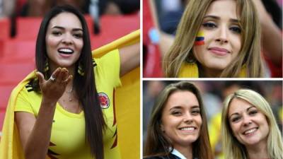Las hermosas aficionadas colombianas e ingleses que han animado el partido en el estadio Spartak de Moscú.