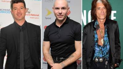 Robin Thicke, Pitbull y Joe Perry