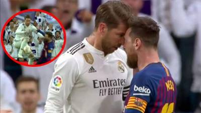 Messi y Ramos tuvieron un roce antes de finalizar el primer tiempo.