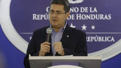 El presidente de Honduras, Juan Orlando Hernández, durante una conferencia de prensa en Casa Presidencial.