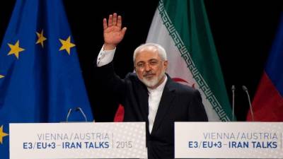 Ministro de Relaciones Exteriores iraní, Mohammad Javad Zarif después de terminar una conferencia de prensa de las conversaciones nucleares de Irán en Viena, Austria el 14 de julio de 2015. AFP