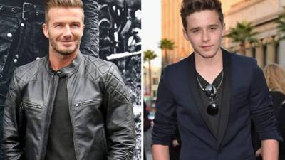 David y su hijo Brookly Beckham.