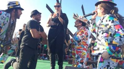 Olga Tañón durante su ardiente concierto.