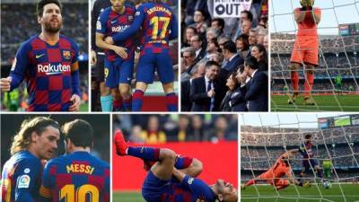 Las imágenes de la victoria del FC Barcelona (5-0) sobre el Eibar en la Liga Española con una enorme actuación de Lionel Messi, autor de cuatro goles y con el buen debut de Martin Braithwaite. Fotos AFP/EFE