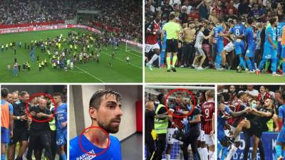 El partido entre el Niza y el Olympique de Marsella de la tercera jornada de la Ligue 1 en el estadio Allianz Riviera​ se tuvo que suspender cuando aficionados radicales del equipo local saltaron al campo para agredir a los jugadores del conjunto rival. Lamentables imágenes.