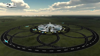 Pistas circulares de aeropuertos aún sin construirse.