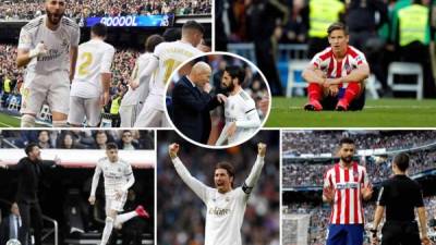 Las imágenes que dejó el derbi madrileño que se tiñó de blanco con la victoria del Real Madrid (1-0) sobre el Atlético por la jornada 22 de la Liga Española.