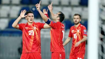 Goran Pandev marcó el gol de la clasificación de Macedonia del Norte a la Eurocopa. Foto EFE