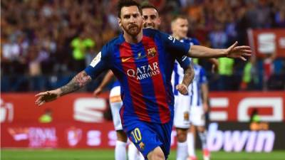 Lionel Messi celebrando su golazo contra el Alavés. Foto AFP