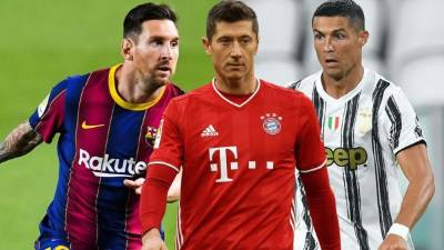 Cristiano Ronaldo, Messi y Robert Lewandowski, aspirantes al premio.