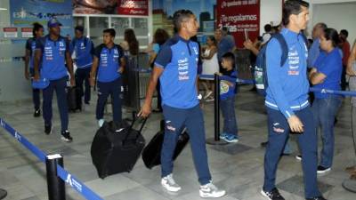 Los jugadores de la Selección de Honduras a su llegada a San Pedro Sula. Foto Neptalí Romero