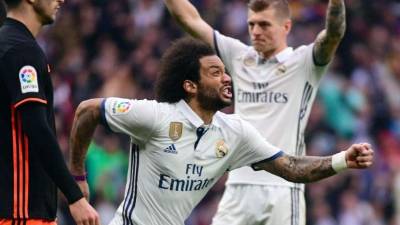 Marcelo festejando su tanto. FOTO EFE.