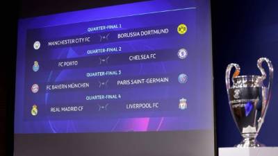 Manchester City-Borussia Dortmund, Porto-Chelsea, Bayern Múnich-PSG y Real Madrid-Liverpool, los duelos de cuartos de final de la Champions League. Foto AFP