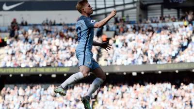 Kevin de Bruyne celebrando su gol contra el Bournemouth. Foto AFP