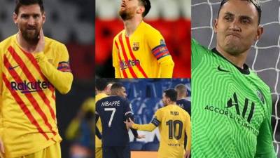 Barcelona y Messi no pudieron remontarle al PSG y quedaron eliminados de la Champions League. El argentino la pasó mal ante un Keylor Navas que le detuvo hasta un penal. Fotos AFP y EFE.