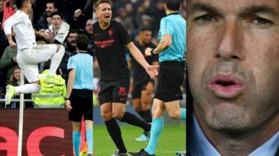 Real Madrid logró un triunfo sufrido de 2-1 ante Sevilla gracias a un doblete de Casemiro. El partido estuvo lleno de polémica y en el cuadro visitante se han sentido perjudicados. Fotos EFE y AFP.