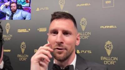 Lionel Messi en el momento que era entrevistado por Ibai Llanos tras ganar el Balón de Oro 2023.