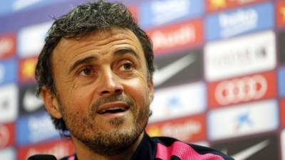 Luis Enrique, durante la rueda de prensa que ha ofrecido este martes en la ciudad deportiva Joan Gamper.