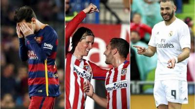 Barcelona y Atlético están empatados a puntos y el Real Madrid uno por detrás.